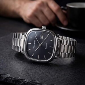 AMERICANVIBER Men's Silver, Watch with Stainless Steel Band | Water-Resistant Analog Dress & Casual Wristwatch