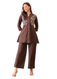 Asmeriyo Women Embroidery Co Ord Set with Side Pocket | Women 2 Pic Kurta Set I Fancy Kurta Set | Stylish Kurti Outfit | Co-Ordination Wear | Festive and Casual wear