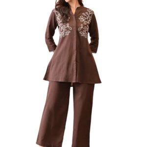 Asmeriyo Women Embroidery Co Ord Set with Side Pocket | Women 2 Pic Kurta Set I Fancy Kurta Set | Stylish Kurti Outfit | Co-Ordination Wear | Festive and Casual wear