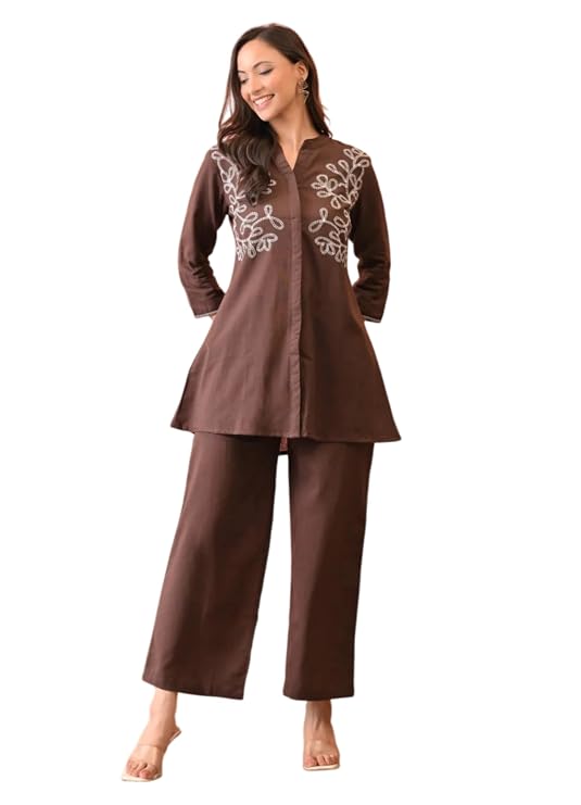 Asmeriyo Women Embroidery Co Ord Set with Side Pocket | Women 2 Pic Kurta Set I Fancy Kurta Set | Stylish Kurti Outfit | Co-Ordination Wear | Festive and Casual wear